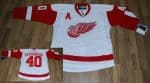 Red Wings #40 Henrik Zetterberg Stitched White Jersey