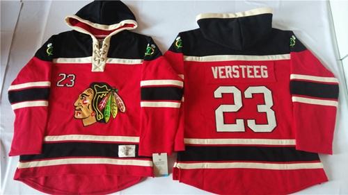 Blackhawks #23 Kris Versteeg Red Sawyer Hooded Sweatshirt Stitched Jersey