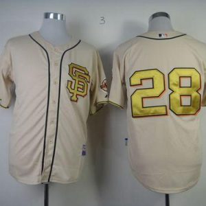 Giants #28 Buster Posey Cream Gold No. Stitched Jersey