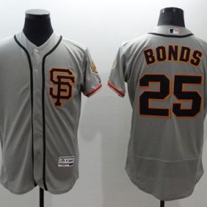 Giants #25 Barry Bonds Grey Flexbase Authentic Collection Road 2 Stitched Jersey