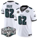 Philadelphia Eagles #62 Jason Kelce White 2024 New NFC East Champions With 4-Star C Patch F.U.S.E. Vapor Untouchable Limited Stitched Jersey