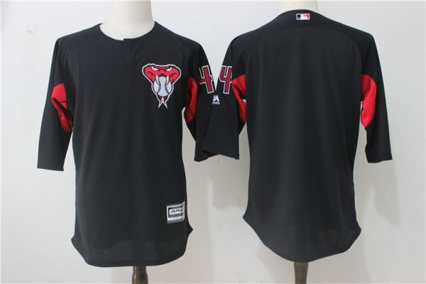 Arizona Diamondbacks #44 Paul Goldschmidt Black Red Authentic Collection On Field 3/4 Sleeve Batting Practice Stitched Jersey
