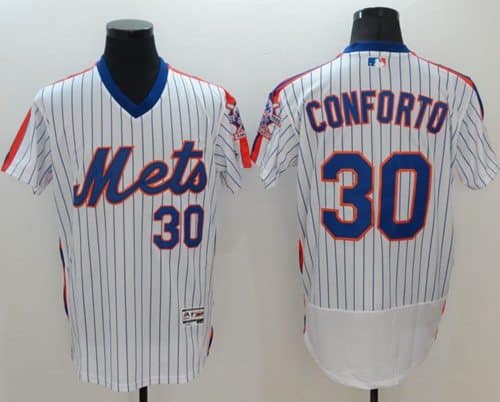 Mets #30 Michael Conforto White(Blue Strip) Flexbase Authentic Collection Alternate Stitched Jersey