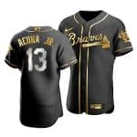Atlanta Braves #13 Ronald Acuna Jr Black Golden Flex Base Stitched Jersey