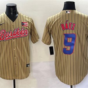 Puerto Rico #9 Javier Baez Tan 2023 World Classic Stitched Jersey