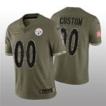 Pittsburgh Steelers Customized Custom 2022 Olive Salute To Service Limited Stitched Jersey