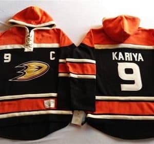 Ducks #9 Paul Kariya Black Sawyer Hooded Sweatshirt Stitched Jersey