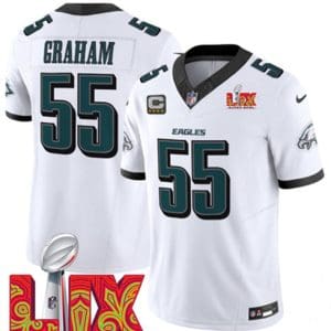 Philadelphia Eagles #55 Brandon Graham White 2025 Super Bowl LIX Patch Vapor Untouchable Limited Stitched Jersey