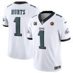 Philadelphia Eagles #1 Jalen Hurts White 2023 F.U.S.E. With 3-Star C Patch And John Madden Patch Vapor Limited Stitched Jersey