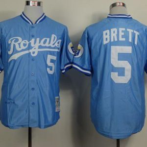 Mitchell And Ness Royals #5 George Brett Light Blue Throwback Stitched Jersey