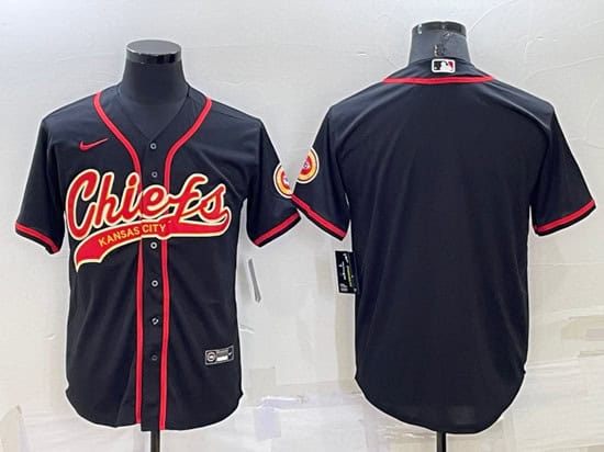 Kansas City Chiefs Blank Black Cool Base Stitched Baseball Jersey