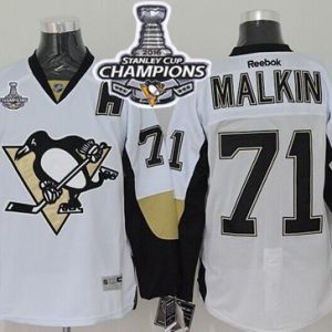 Penguins #71 Evgeni Malkin White 2016 Stanley Cup Champions Stitched Jersey