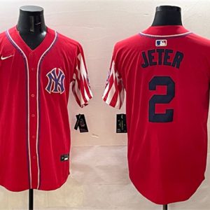 New York Yankees #2 Derek Jeter Red American Style Limited Stitched Jersey