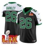 Philadelphia Eagles #26 Saquon Barkley Black White 2025 Super Bowl LIX Patch F.U.S.E. Vapor Untouchable Limited Stitched Jersey