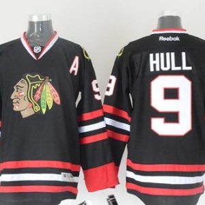 Blackhawks #9 Bobby Hull Black Stitched Jersey