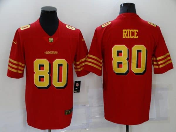 San Francisco 49ers #80 Jerry Rice Red Gold Vapor Untouchable Limited Stitched Jersey