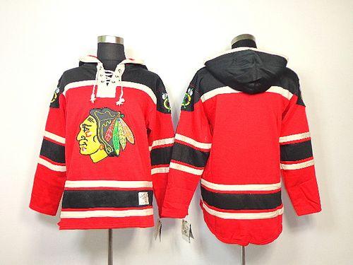 Blackhawks Blank Red Sawyer Hooded Sweatshirt Stitched Jersey