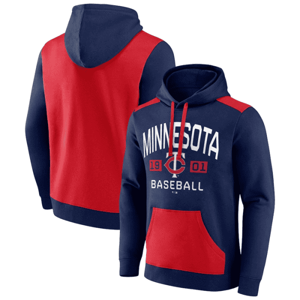 Minnesota Twins Navy Red Chip In Pullover Hoodie