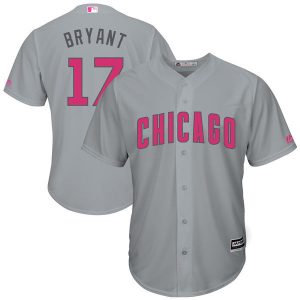 Chicago Cubs #17 Kris Bryant Majestic Gray Mother's Day Cool Base Stitched Jersey