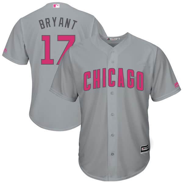 Chicago Cubs #17 Kris Bryant Majestic Gray Mother's Day Cool Base Stitched Jersey