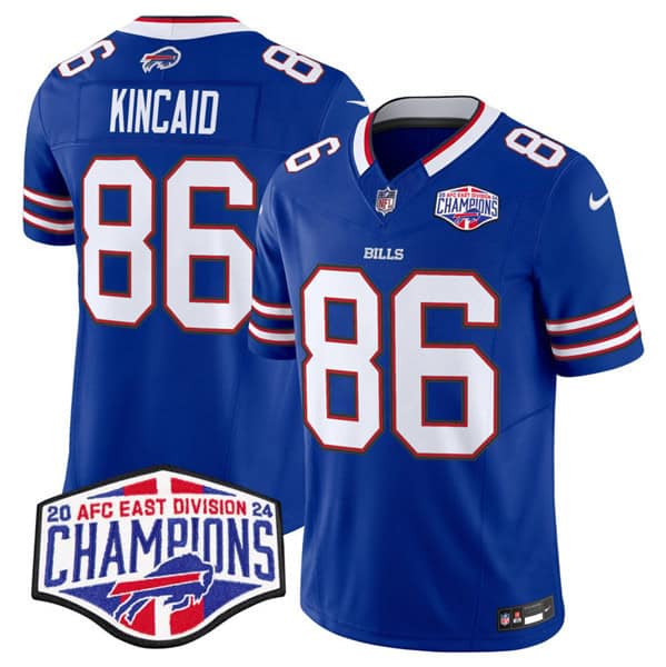 Buffalo Bills #86 Dalton Kincaid Royal 2024-25 F.U.S.E. AFC East Division Champions Patch Limited Stitched Jersey