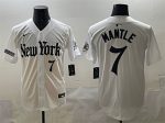 New York Yankees #7 Mickey Mantle White 'Gothic Legacy Edition' Vapor Premier Limited Stitched Jersey