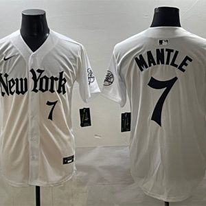 New York Yankees #7 Mickey Mantle White 'Gothic Legacy Edition' Vapor Premier Limited Stitched Jersey