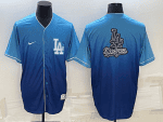 Los Angeles Dodgers Blue Team Big Logo Cool Base Stitched Jersey