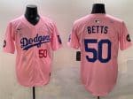 Los Angeles Dodgers #50 Mookie Betts Pink 2025 Tokyo Series Limited Stitched Jersey