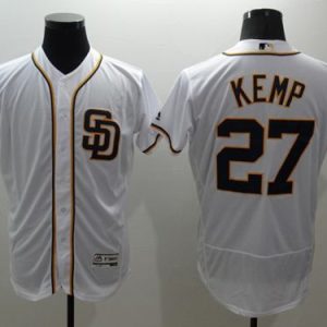 Padres #27 Matt Kemp White Flexbase Authentic Collection Stitched Jersey