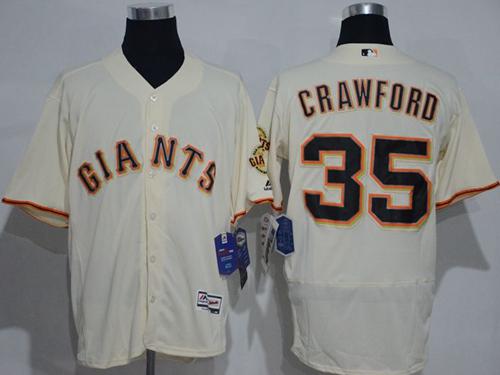 Giants #35 Brandon Crawford Cream Flexbase Authentic Collection Stitched Jerseys