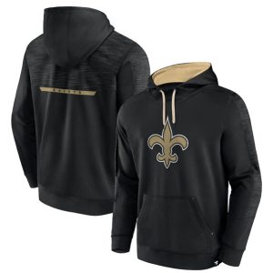 New Orleans Saints Black Defender Evo Pullover Hoodie