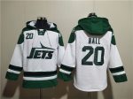 New York Jets #20 Breece Hall White Ageless Must-Have Lace-Up Pullover Hoodie