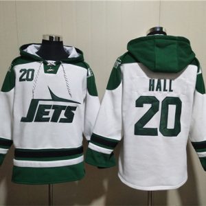 New York Jets #20 Breece Hall White Ageless Must-Have Lace-Up Pullover Hoodie