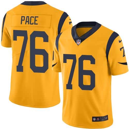 Rams #76 Orlando Pace Gold Stitched Limited Rush Nike Jersey