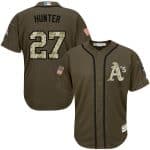 Athletics #27 Catfish Hunter Green Salute To Service Stitched Jersey