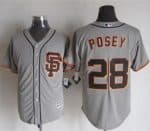 Giants #28 Buster Posey Grey Road 2 New Cool Base Stitched Jersey