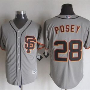 Giants #28 Buster Posey Grey Road 2 New Cool Base Stitched Jersey