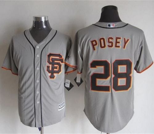 Giants #28 Buster Posey Grey Road 2 New Cool Base Stitched Jersey