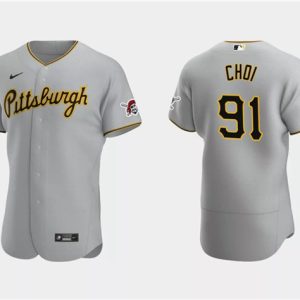 Pittsburgh Pirates #91 Ji Man Choi Gray Flex Base Stitched Jersey