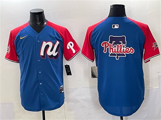 National League Philadelphia Phillies Team Big Logo Blue Red Alternate 2025 All-Star Edition Limited Stitched Jersey