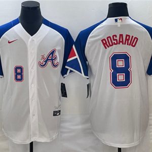 Atlanta Braves #8 Eddie Rosario White 2023 City Connect Cool Base With Patch Stitched Jersey