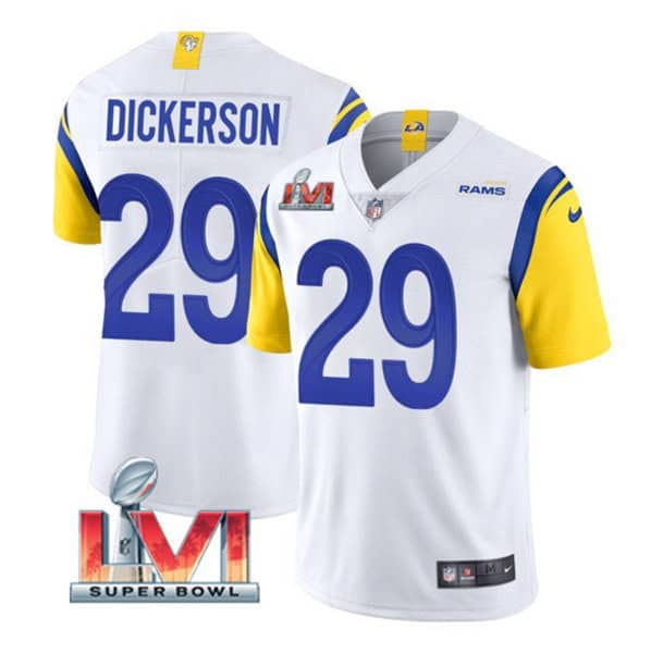 Los Angeles Rams #29 Eric Dickerson White 2022 Super Bowl LVI Vapor Limited Stitched Jersey
