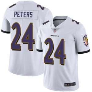 Baltimore Ravens #24 Marcus Peters White Vapor Untouchable Stitched Jersey