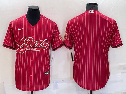 San Francisco 49ers Blank Red With Patch Cool Base Stitched Baseball Jersey