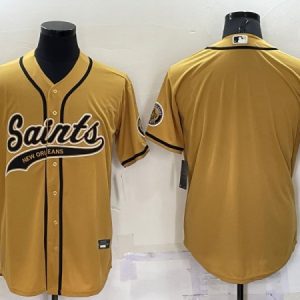 New Orleans Saints Blank Gold Cool Base Stitched Baseball Jersey