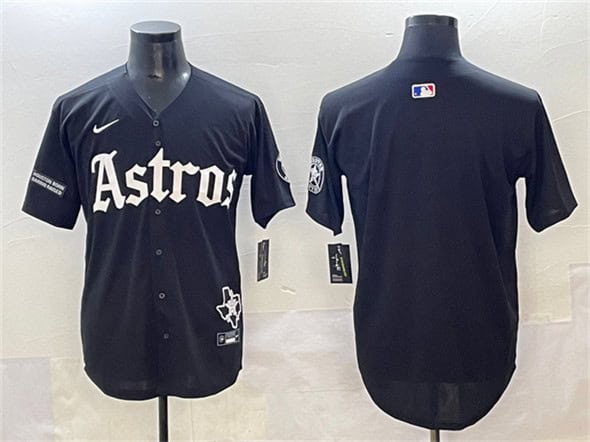 Houston Astros Blank Black Gothic 'Houston Born Barrio Raised' Limited Stitched Jersey