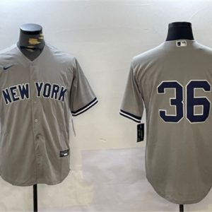 New York Yankees #36 Clarke Schmidt Gray Cool Base Stitched Jersey