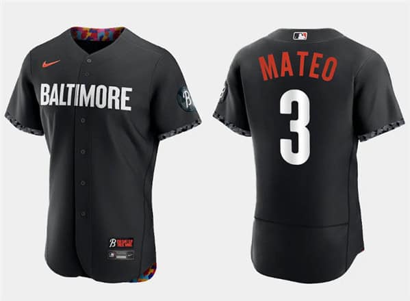 Baltimore Orioles #3 Jorge Mateo Black 2023 City Connect Flex Base Stitched Jersey
