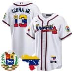 Atlanta Braves #13 Ronald Acuna Jr. 2023 White With Patch Cool Base Stitched Jersey
